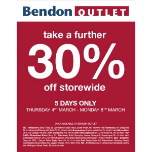 Bendon Outlet SALE  30% OFF Storewide  5 Days ONLY !