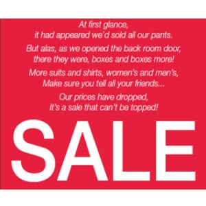FLETCHER JONES IT'S A SALE THAT CAN'T BE STOPPED 80% OFF